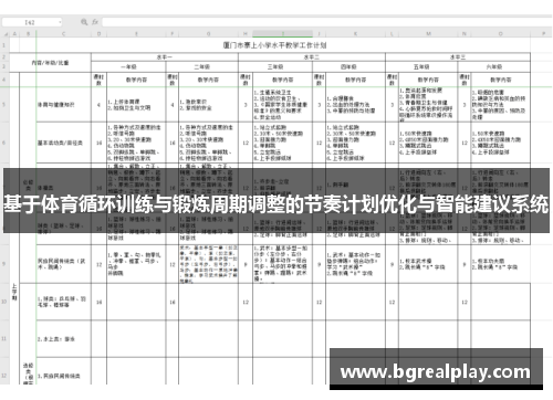 基于体育循环训练与锻炼周期调整的节奏计划优化与智能建议系统
